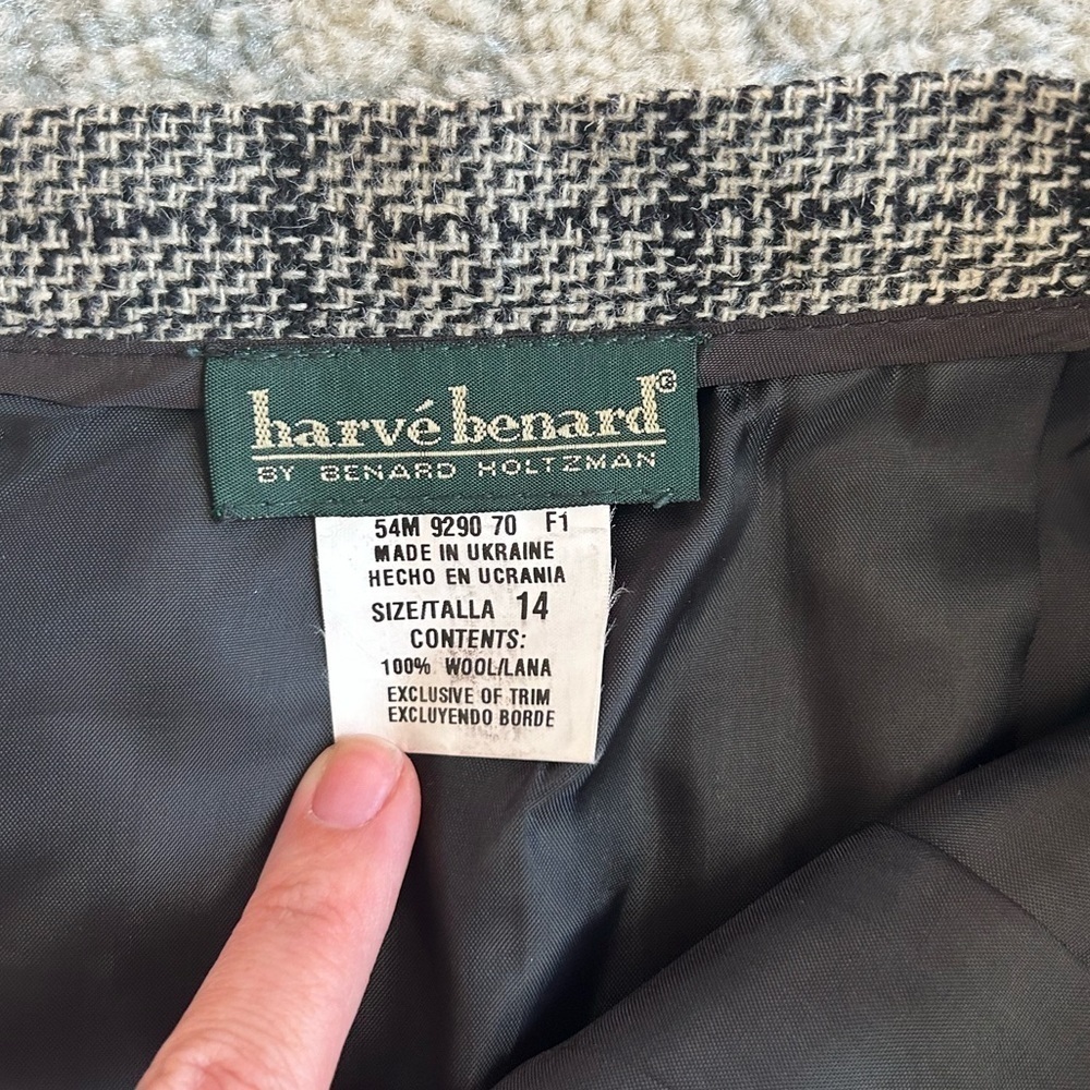 Harvé Benard Vintage 90s 100% Wool Plaid Skirt Women’s size 14 - Picture 4 of 10